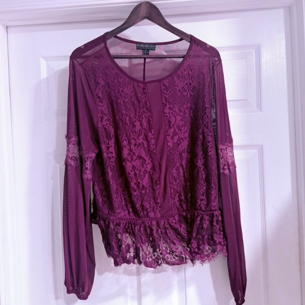 Forever 21 burgundy Lace Blouse size 2x